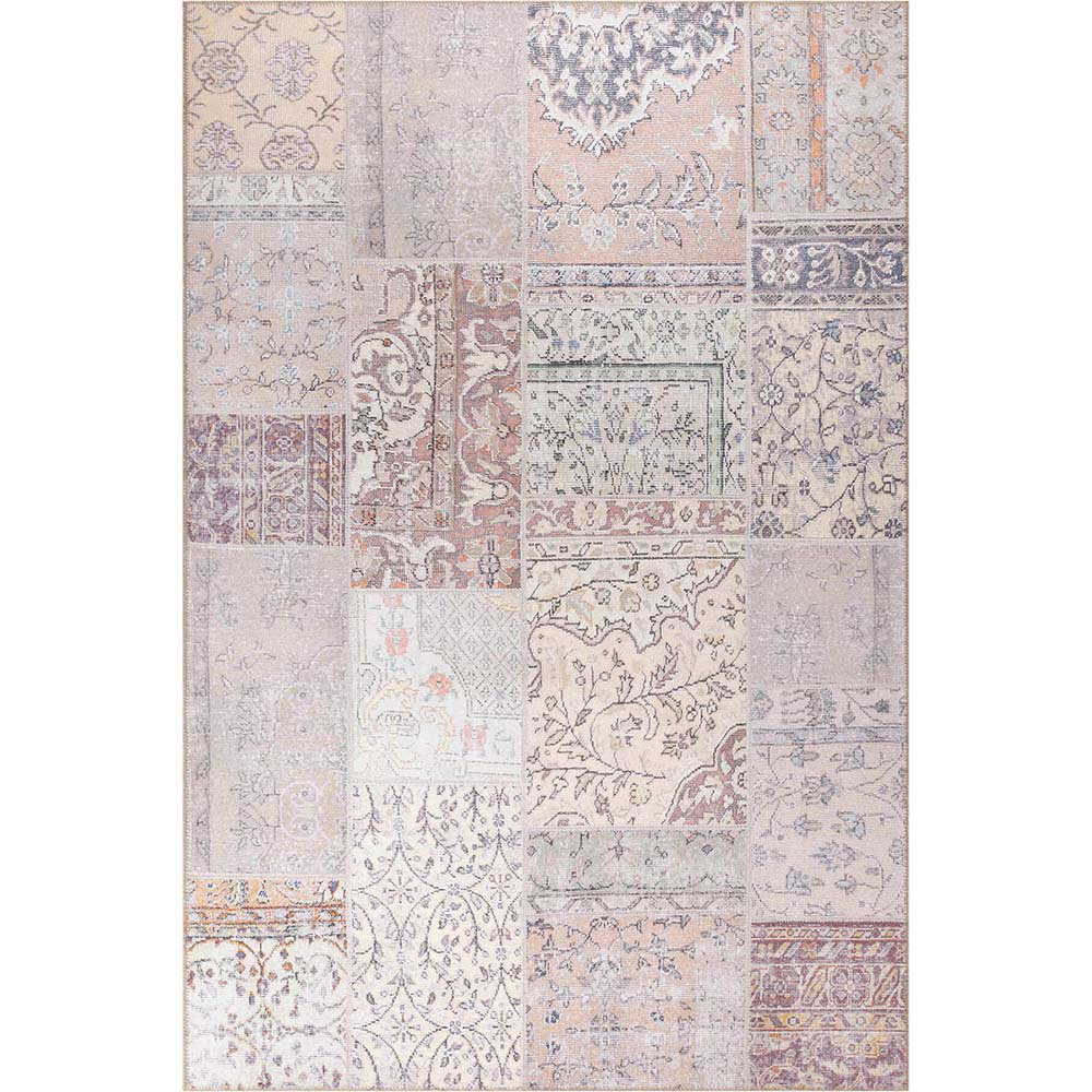 Bungalow Rose Jazz Patchwork Patterned Woven Base Decorative Beige Rug ...