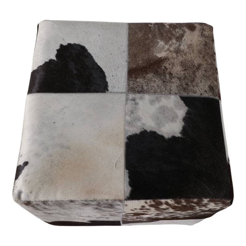 Repose-pieds de luxe avec bandes à motif patchwork - Repose-pieds repose-pieds pour la chambre à coucher, le vestibule ou les sièges supplémentaires - Pouf de décoration de maison moderne pour meubles de salon ou siège de meuble-lavabo - 18 po, noir