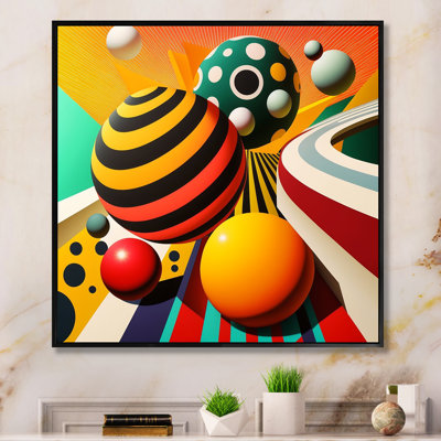 Pop Art Colorful Spheres I Pop Art Colourful Spheres I - Floater Frame Print on Canvas