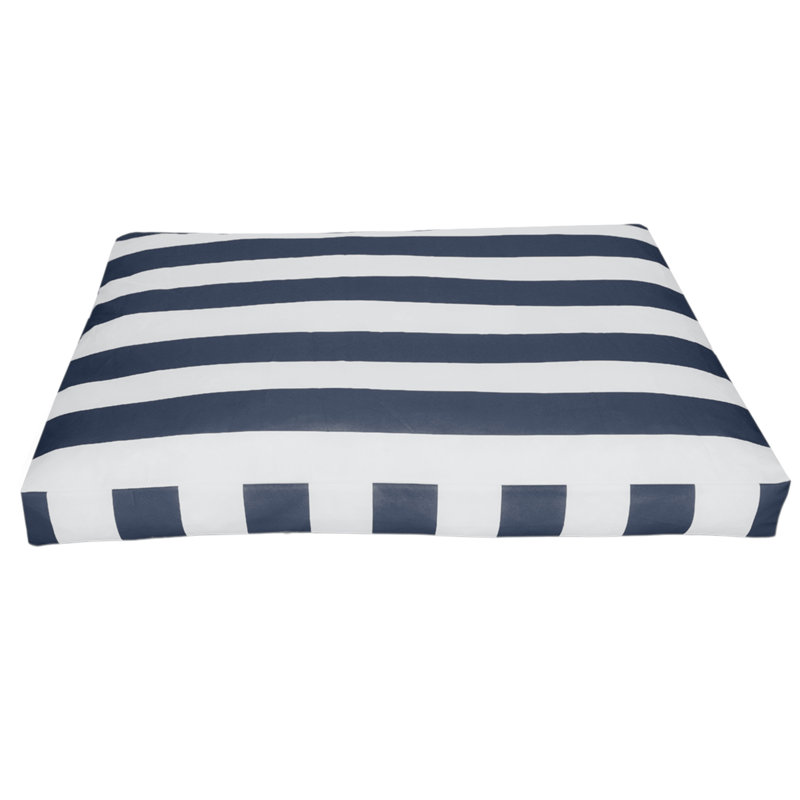 Navy and White Striped Canvas Orthopedic Outdoor Dog Bed