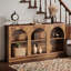 Farmhouse Style Brown Solid Wood Long Entrance Table, Three-Layer Layered Storage, Universal For The Entrance Hall, Hallway, Living Room, And Sofa