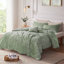 Ensemble de housse de couette en velours 3 pièces avec coussin décoratif vert