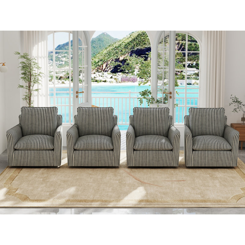 Fauteuil demi-tonneau pivotant à coussins amovibles Hylee, Bleu, 4