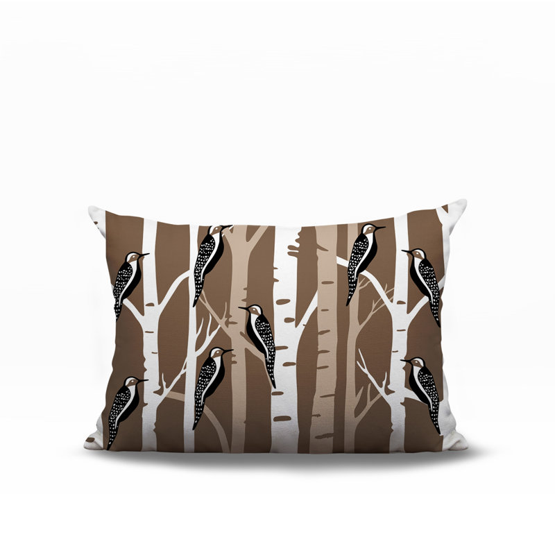 Oreiller réversible intérieur / extérieur Fiore Bird, Beige, Rectangle H 14 po x l 20 po