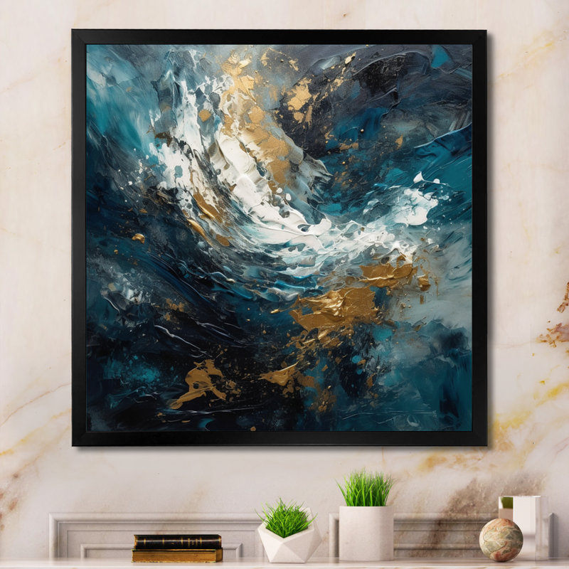 Encre Bulkley Blue Gold Transcendent, Cadre photo noir, H 16 po x l 16 po x P 1 po