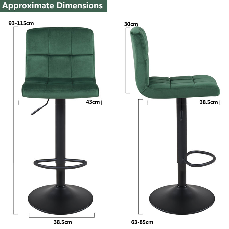 Annease Adjustable Height Bar Stool, Dark Green