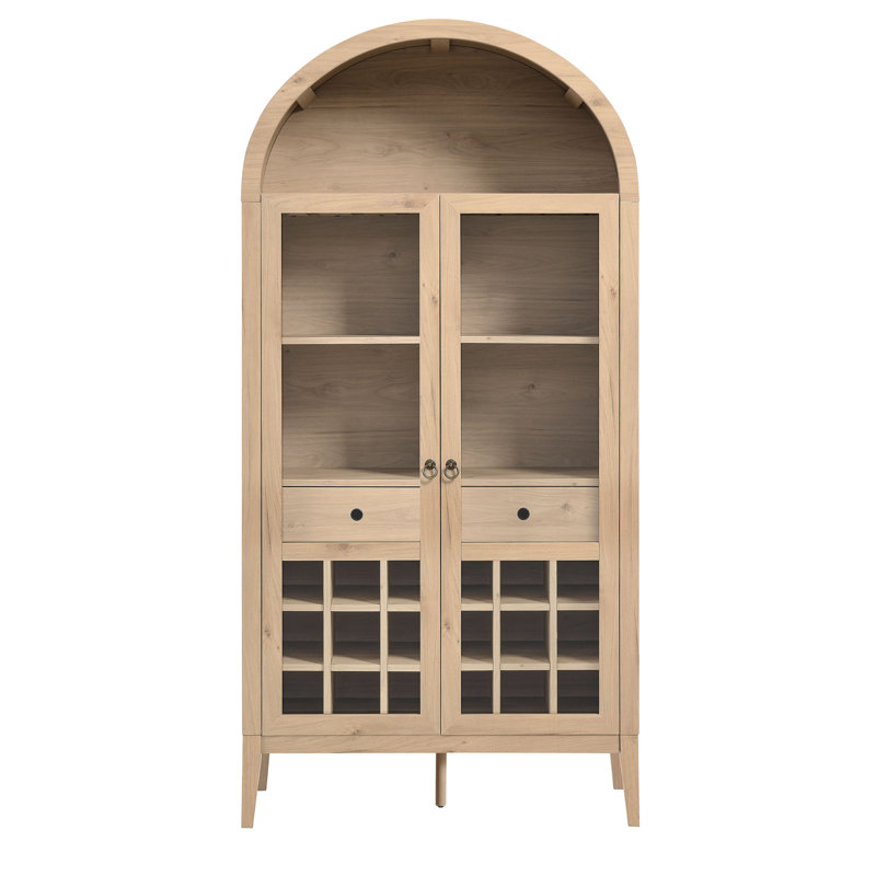Nolan Arched Bar Cabinet, Light Oak