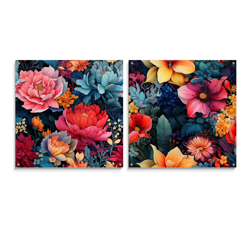 Lenna - ensemble de 2 art mural en verre acrylique, H 16 po x l 33 po