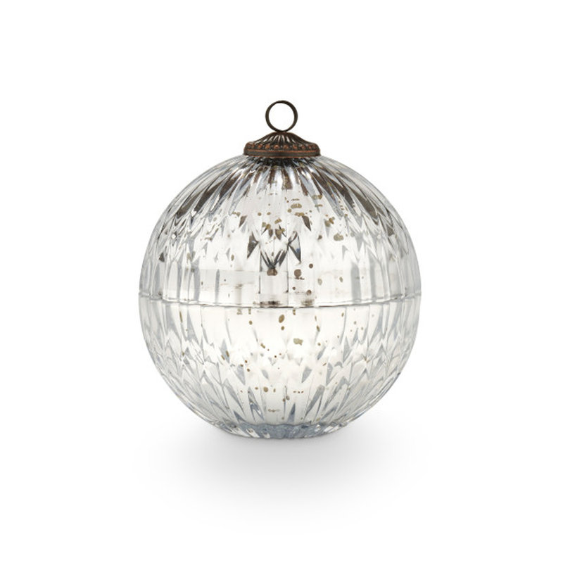 Balsam & Cedar Mercury Ornament Candle, Silver Mercury Ornament