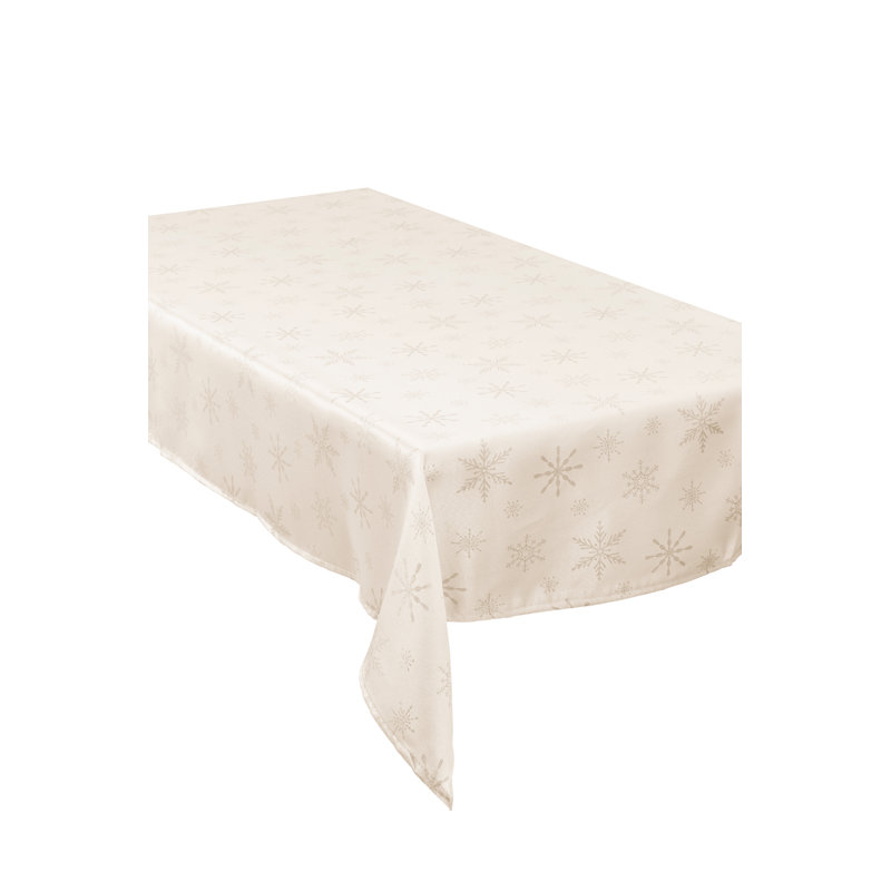 Everette Christmas Snowflake Tablecloth, Cream/Gold