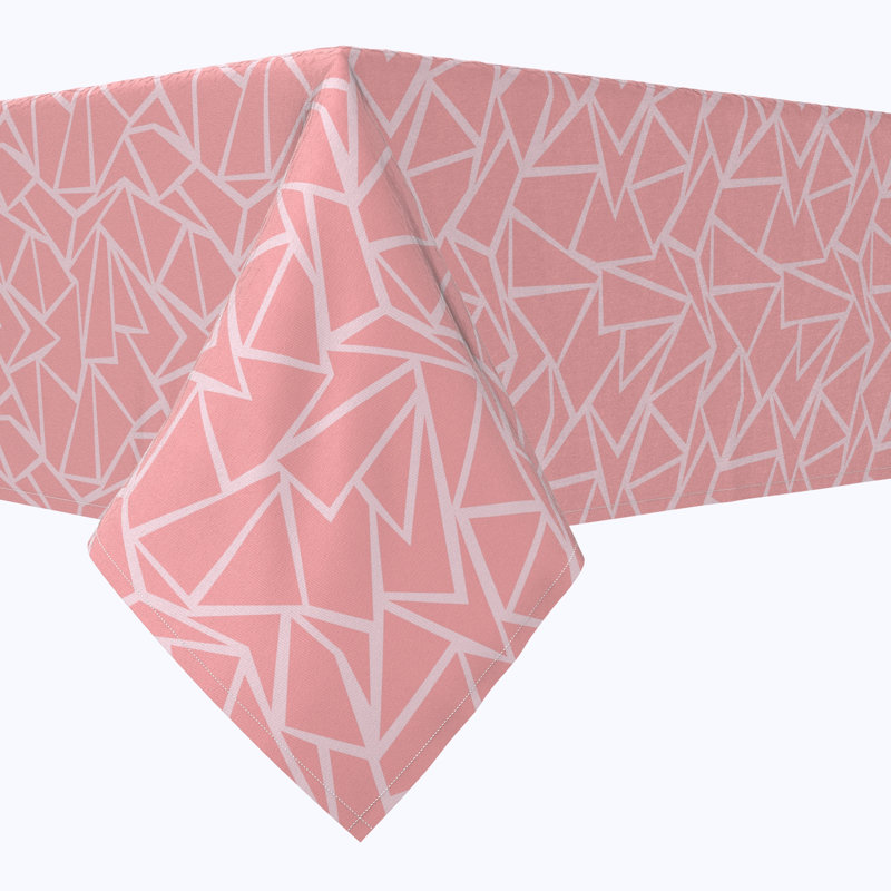 Rectangular Tablecloth, 100% Cotton, 52X104", Geometric Shapes Pink, 84" L x 60" W