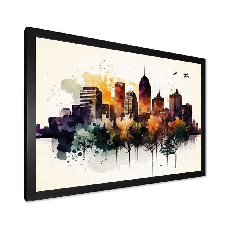 Montréal en automne I - reproduction sur toile, Impression noire sur toile encadrée, H 12 po x l 20 po x P 1 po