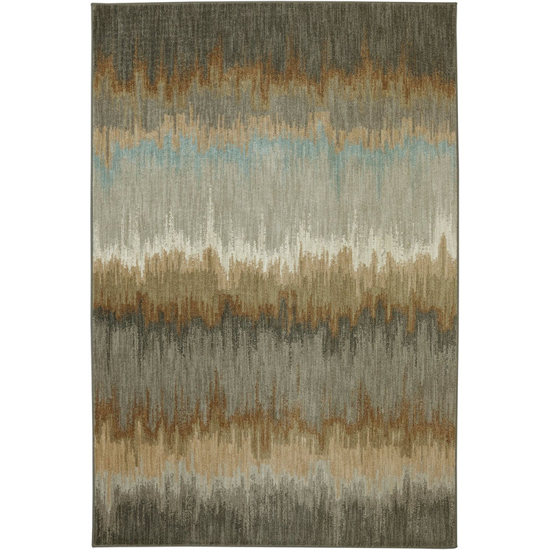 Euphoria Abyss Blue and Brown Abstract Area Rug