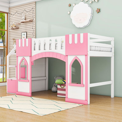 Kamuri Twin Size Loft Bed With Storage Staircase And Safety Guardrails