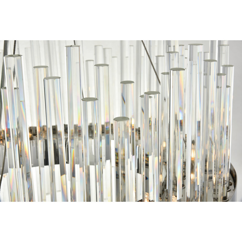 Dalton - Light Unique Drum Chandelier, Chrome, 14" H x 12" W x 36" D, 20 Lights