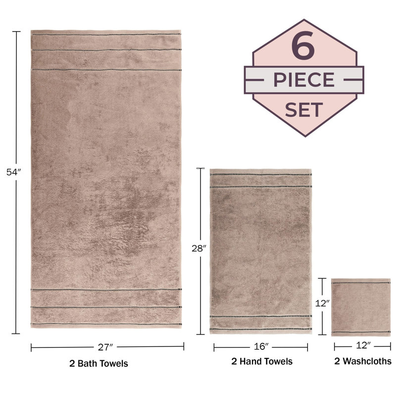 Ensemble de 6 serviettes de bain (taupe), Taupe