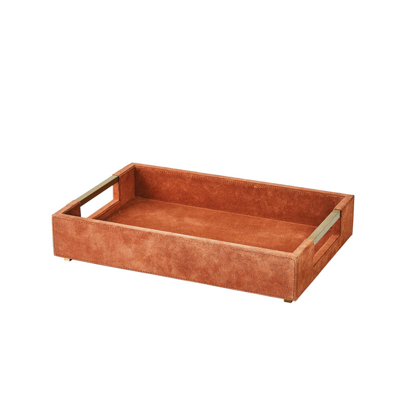 Posh Tray-Dusty Blue Suede-Lg, L 18 po x P 12,5 po x H 3,75 po, Brun