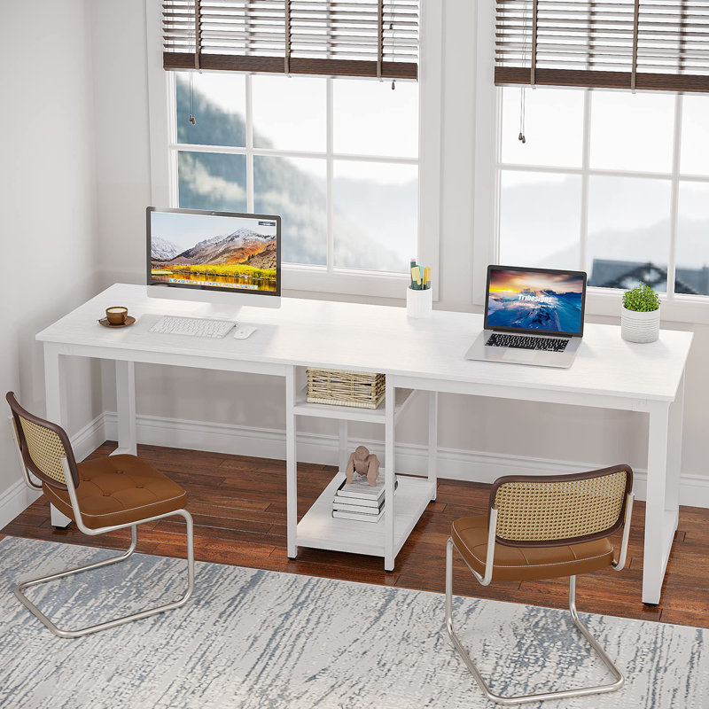 Metal Base Computer Desk, White, White