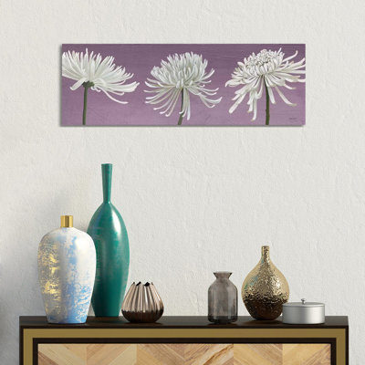 Morning Chrysanthemums V Lavender by Kathrine Lovell - Wrapped Canvas Panoramic Print