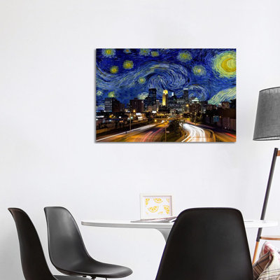 Minneapolis, Minnesota, nuit étoilée, impression d'art graphique