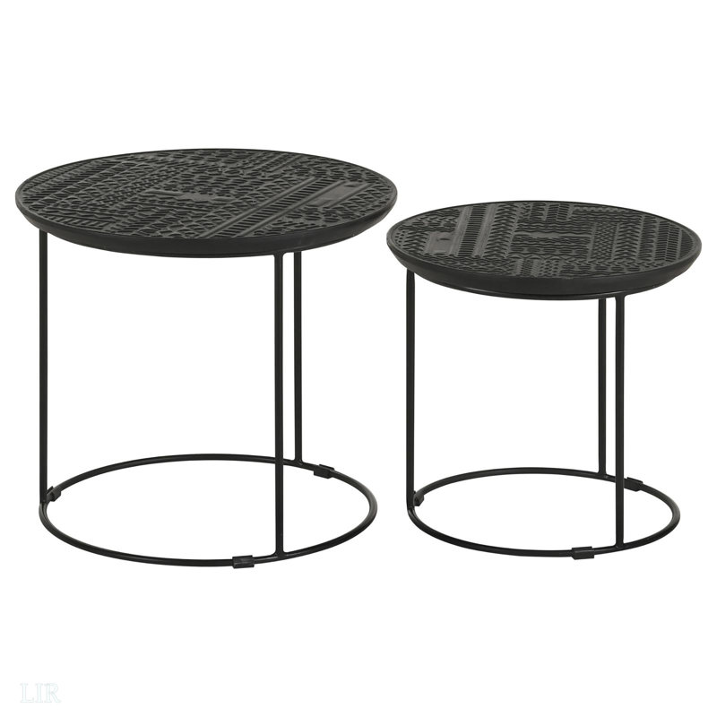 Table gigogne 2 pièces noir mat