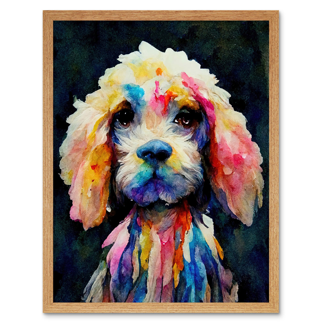 Abstract Colourful Dog Spaniel Cavapoo Cockapoo - Print