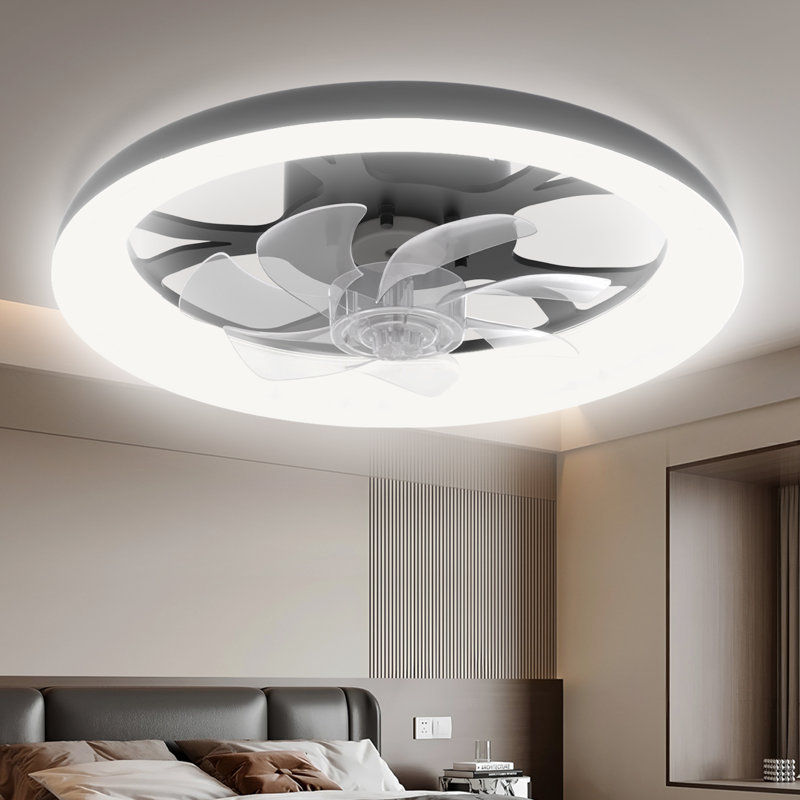 18'' Flush Mount Dimmable Ceiling Fan with LED Lights, Black