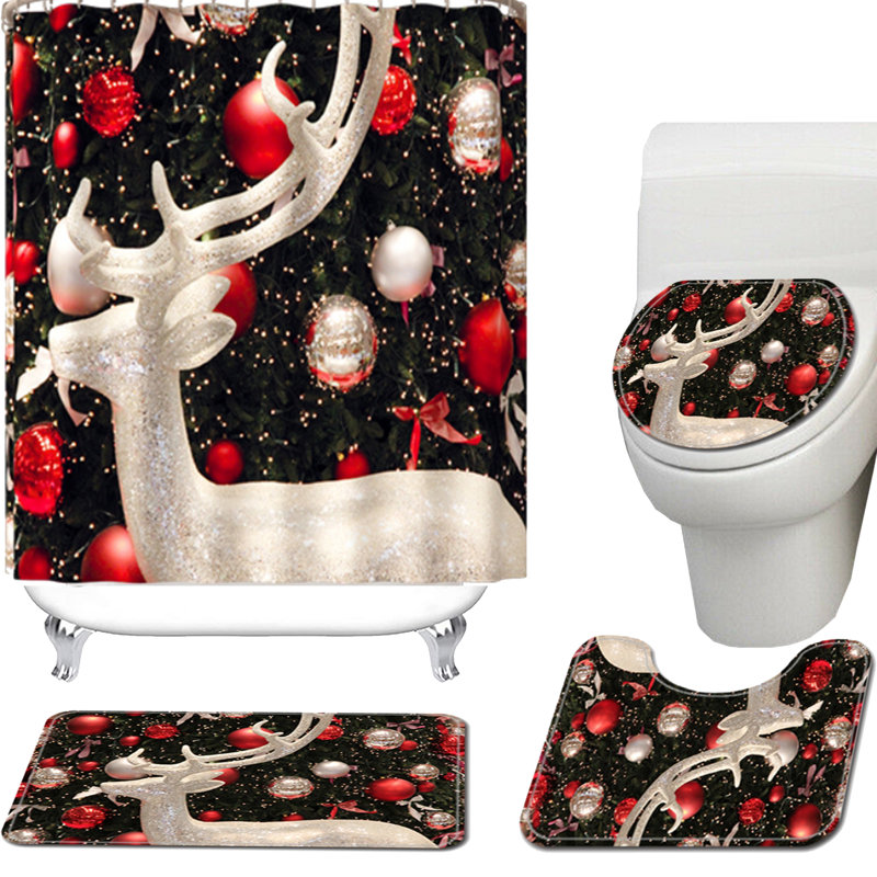 Ensemble de rideau de douche et crochets 4 pièces Jammin