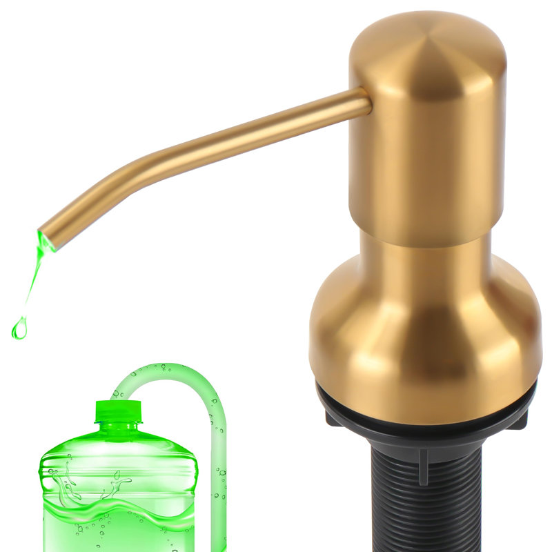Soap Dispenser For Kitchen Sink, Sink Soap Dispenser With Longer Threaded Shaft Shank, 47" Extension Tube Connects Directly To Dish Soap Container, Wider Pump Head Base(Golden)
