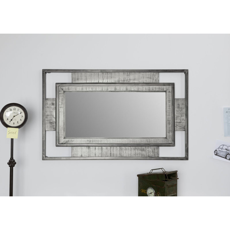 Heavy Industry Wood Wall Mirror, Grey