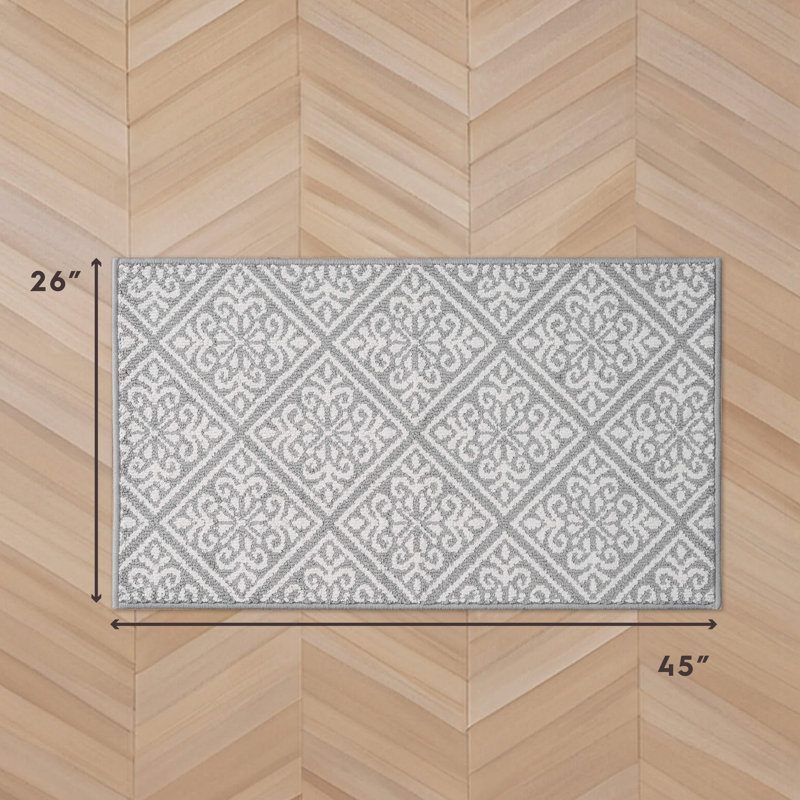 Austell Machine Woven Synthetic Geometric Area Rug, Light Gray/Natural, Rectangle 2'2" x 3'9"