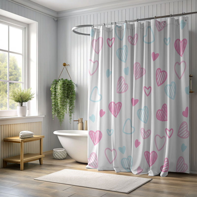 Minimal Romance Shapes - Rideau de douche standard 1 pièce, H 74 po x l 71 po