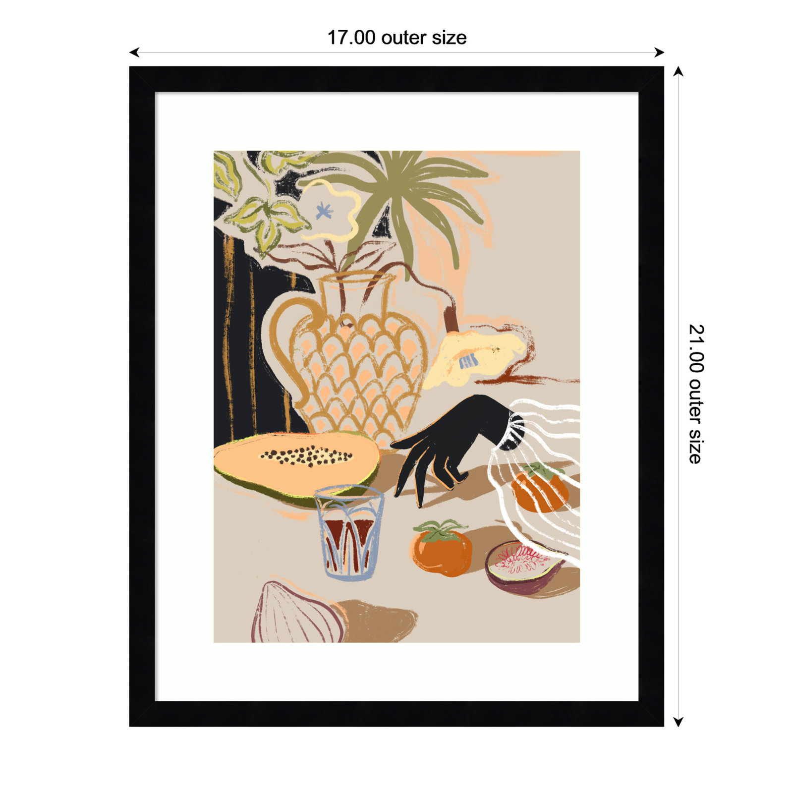 Fruitful Spread by Arty Guava Wood Framed Wall Art Print, 21" H x 17" W, Black