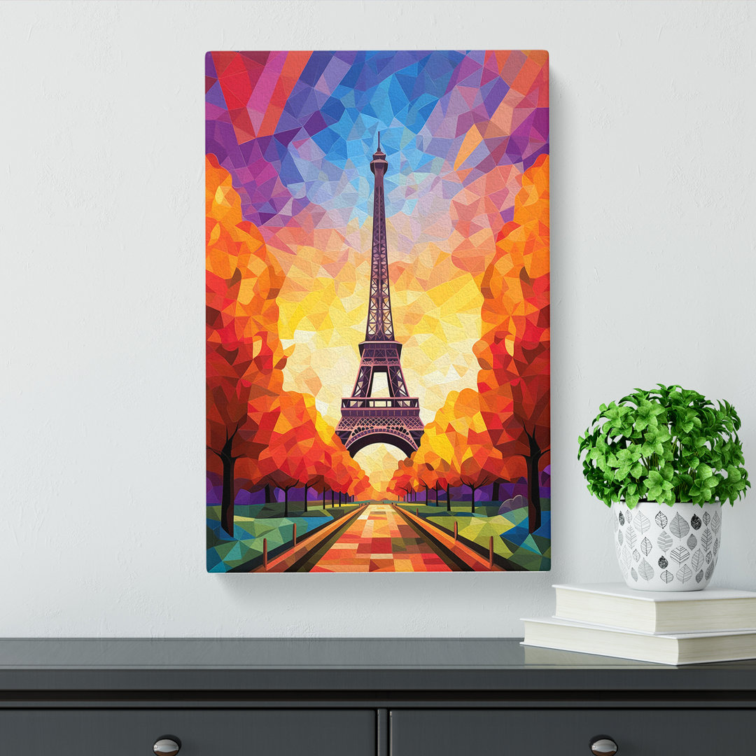 Eiffel Tower Colour Field - Rectangle - Wrapped Canvas