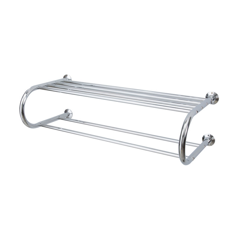 Chrome Wall Mounted Towel Rack with Shelf