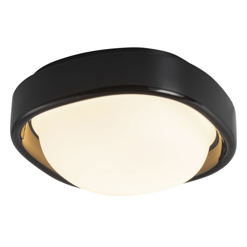 Pebble 8-in Silver dimmable LED Flush Mount, Matte Black