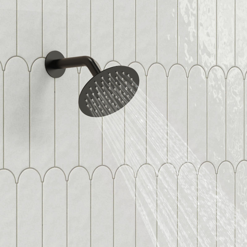  Pressure-Balanced Shower System, 6-Inch Rainfall Shower Faucet with Rough-in Valve, Matte Black