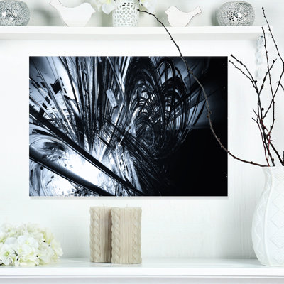 « 3d abstract art », impression sur toile tendue en noir et blanc