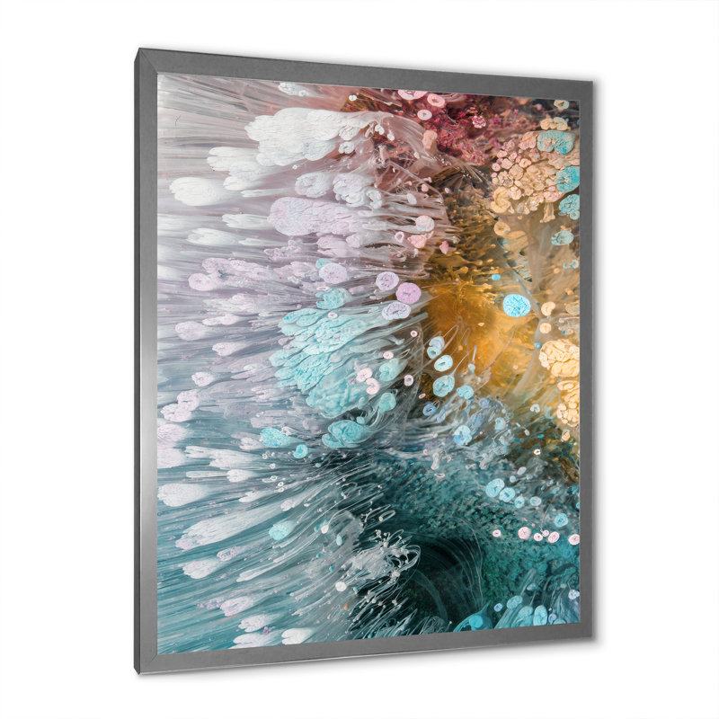 Turquoise et mauve liquide Flow Art III - impression sur toile moderne, H 12 po x l 8 po x P 1 po