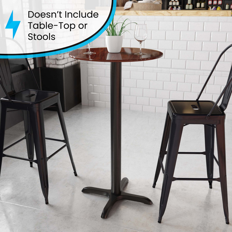 Black Cast Iron Bar Height Table Base with Cross Style Design