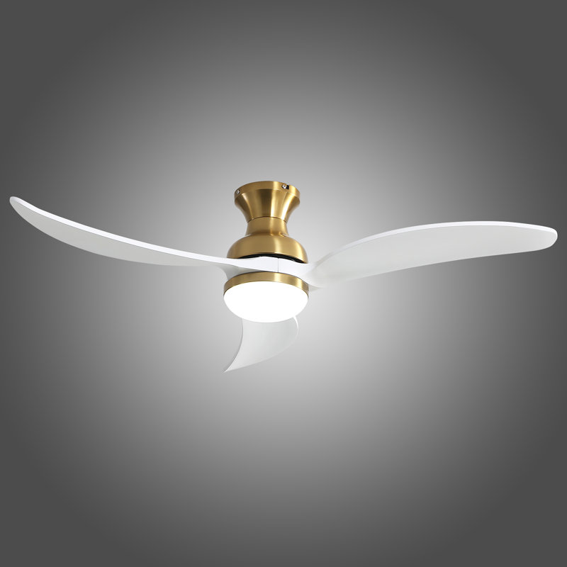 Nicola 52" 3 - Blade LED Standard Ceiling Fan with Remote Control and Light Kit Included, Gold/White