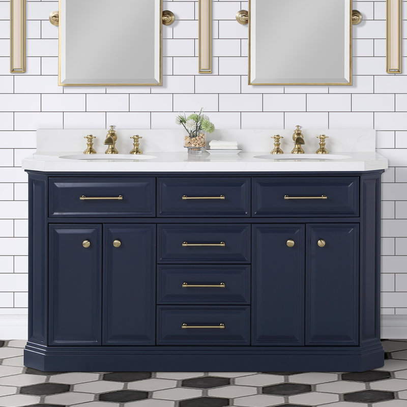 Palace 60'' W Vanity, Monarch Blue, Satin Gold