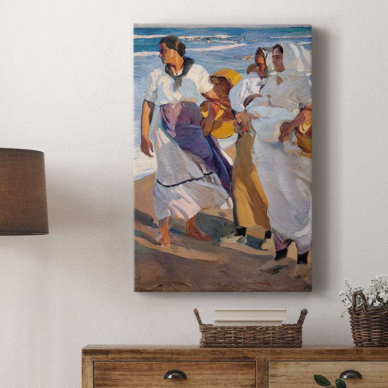 Pêcheuses valenciennes (Pescadoras valencianas) - Toile tendue avec châssis par Joaquin Sorolla, 12 x 18