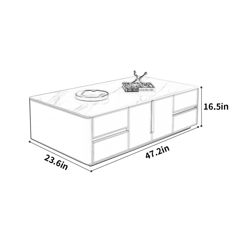 Table basse simple, H 16,5 po x L 47,2 po x l 23,6 po, Gris