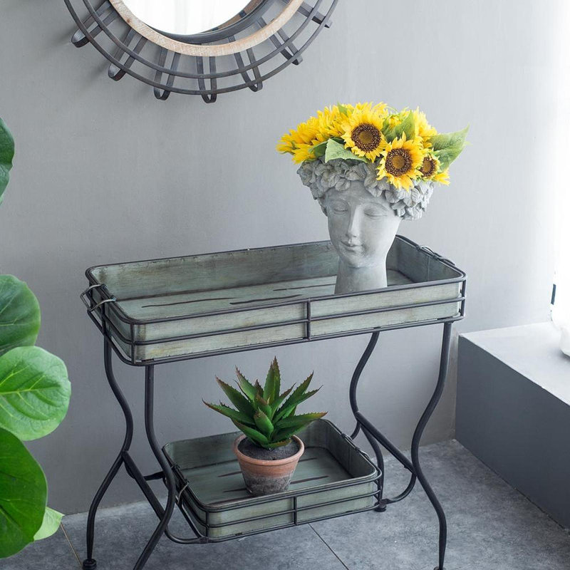 32X15x31" Maggie Galvanized Tray Table Accent Table