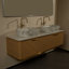 Meuble-lavabo flottant double 60 po avec lavabo vasque et plateau en pierre frittée 60 po, armoire en contreplaqué, garniture dorée, capteur à DEL, tiroir double-199752527