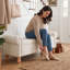 Banc de rangement rembourré avec pieds en bois, banc de bout de lit avec accoudoirs roulés, pour salon, entrée
