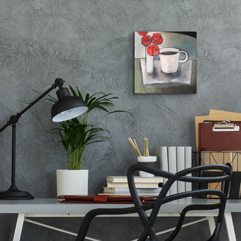 «Coffee And Roses» par Tim Nyberg, art mural en verre acrylique, H 12 po x l 12 po