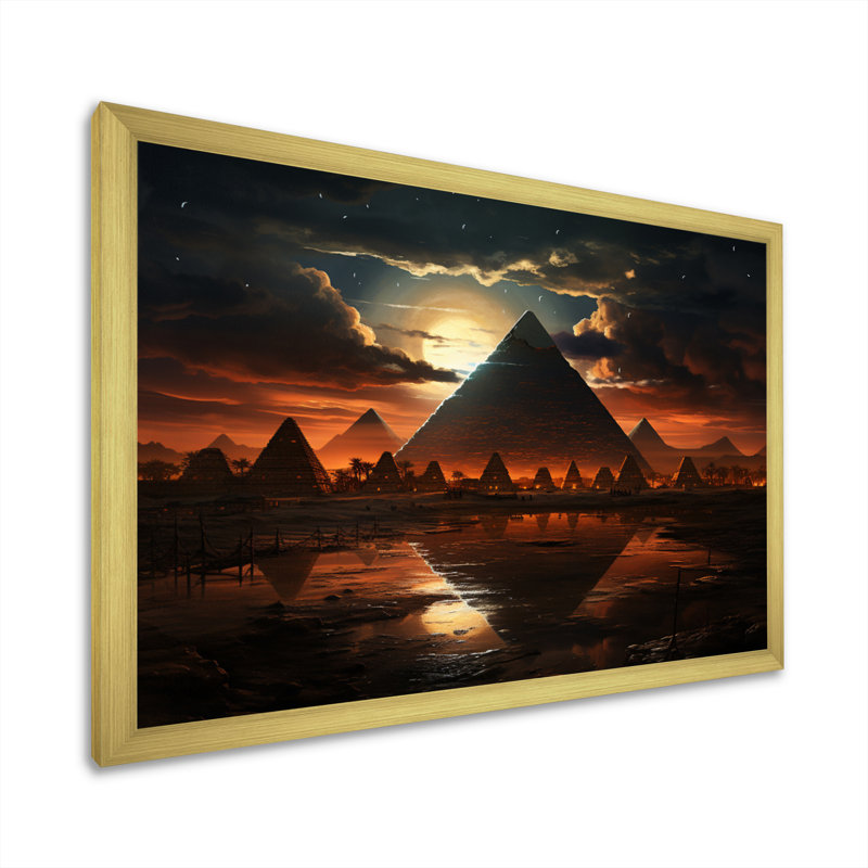 Égypte, Sphinx mystique - Égypte, art mural, H 12 po x l 20 po x P 1 po, Cadre doré à une seule photo