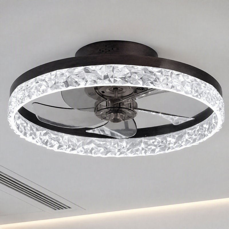 Ventilateur de plafond brun discret de 20 pouces avec éclairage, variateur et télécommande, montage encastré, Brun